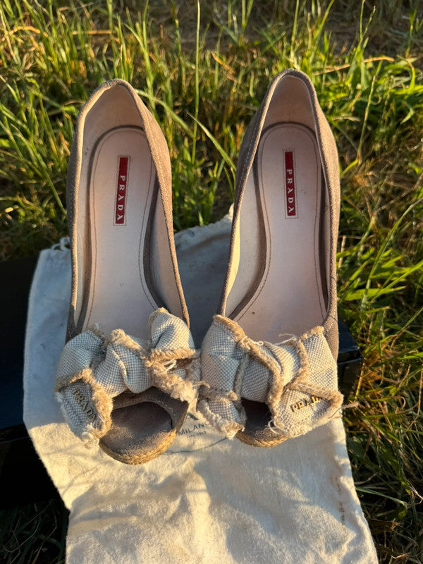 Zeppe espadrilles Prada in pelle