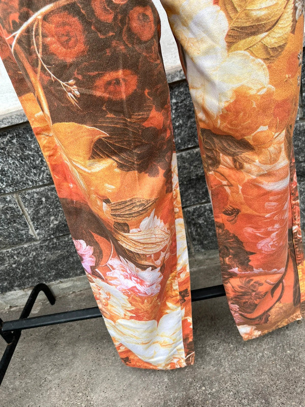 Jeans Moschino stampa fiori d'autunno TG 32