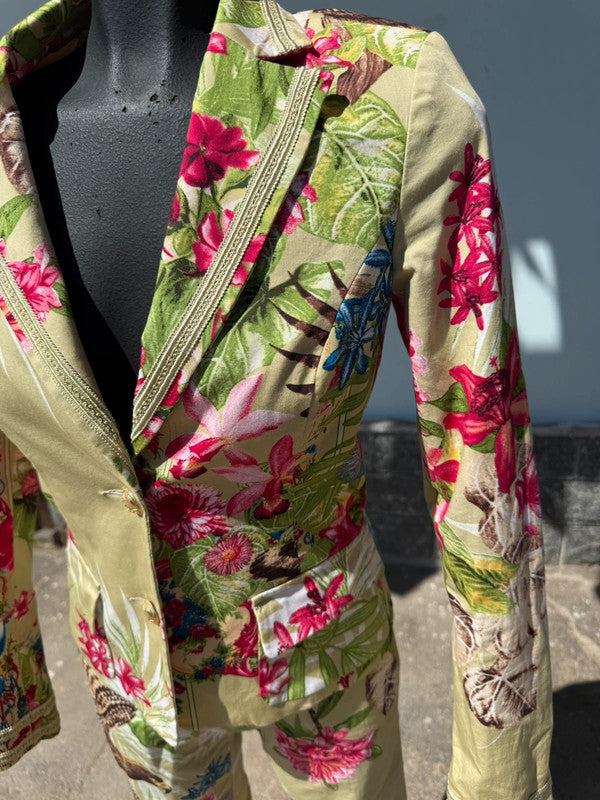 Completo giacca pantalone Roberto Cavalli aquile e fiori