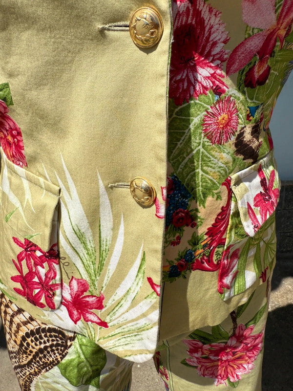 Completo giacca pantalone Roberto Cavalli aquile e fiori