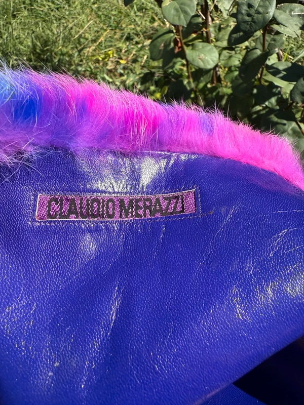 Stivali Claudio Merazzi in pelliccia di coniglio muticolore nuovi