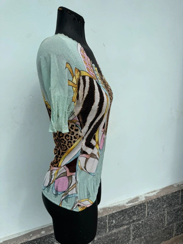 Maglia top Roberto Cavalli SS2004 patchwork in seta
