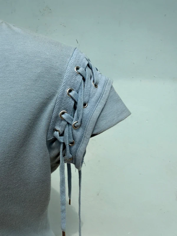 Top Christian Dior SS2003 corset lace-up ceruleo
