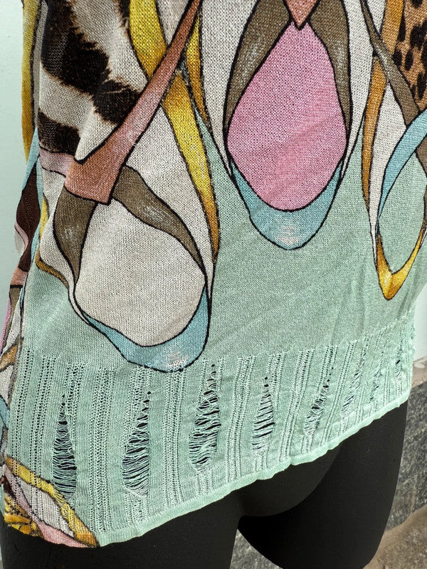 Maglia top Roberto Cavalli SS2004 patchwork in seta