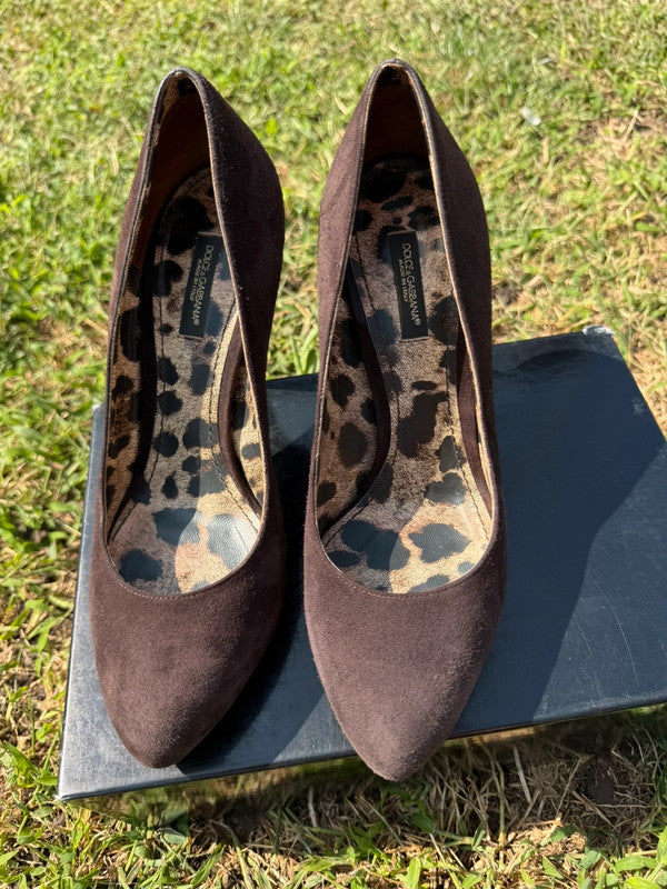 Tacchi décolleté Dolce&Gabbana in camoscio e pelle leopardata