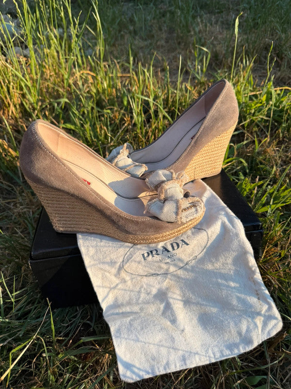 Zeppe espadrilles Prada in pelle