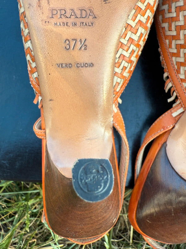 Tacchi Slingback Prada pelle intrecciata