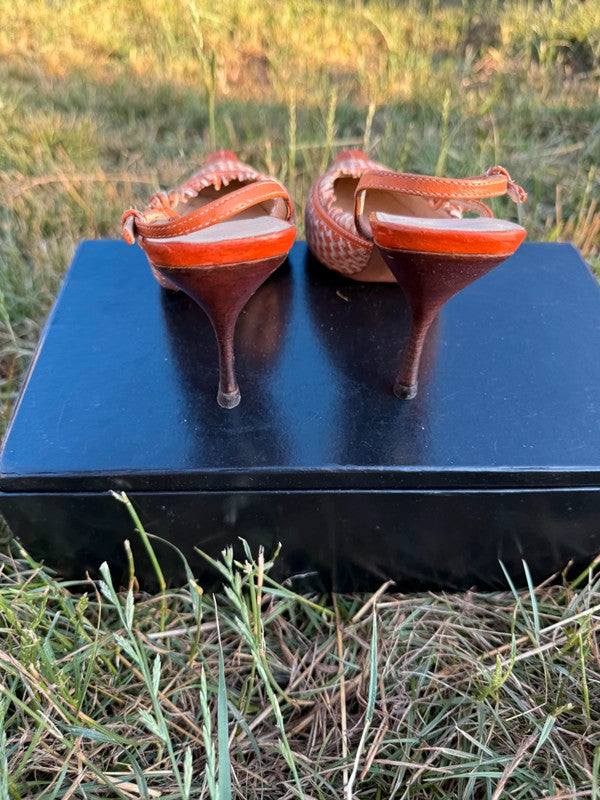 Tacchi Slingback Prada pelle intrecciata