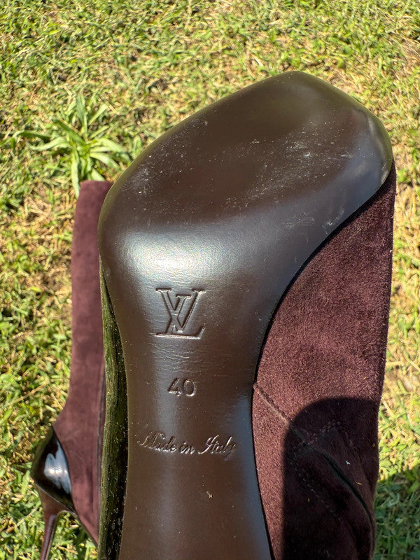 Stivali Louis Vuitton 2012 camoscio e vernice nuovi