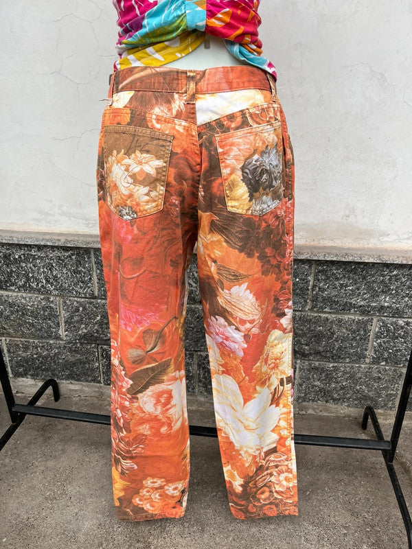 Jeans Moschino stampa fiori d'autunno TG 32