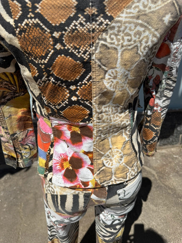 Completo giacca pantalone Roberto Cavalli SS2006 patchwork