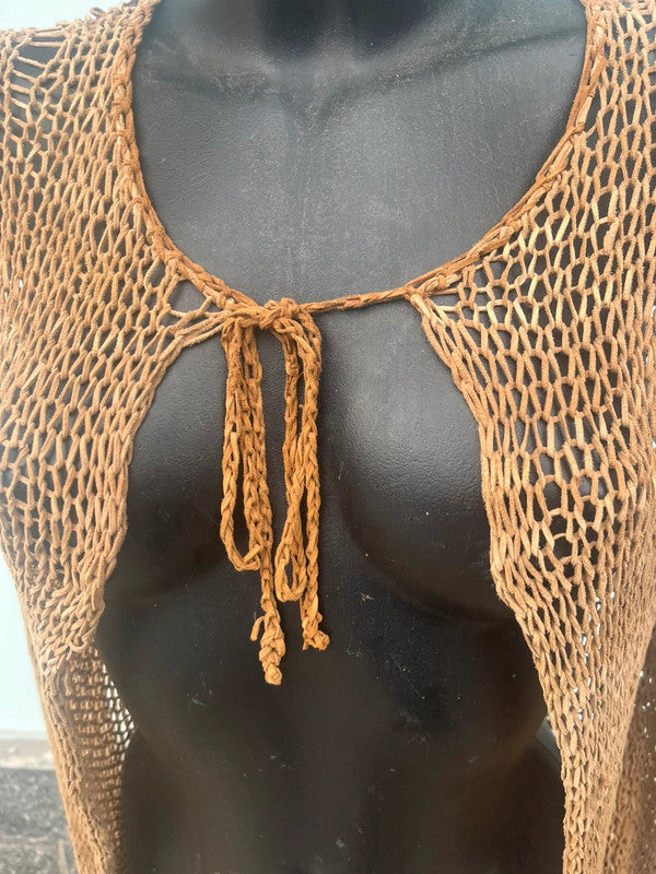 Bolero in pelle intrecciata