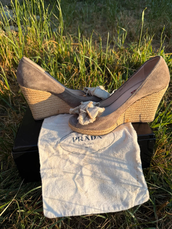 Zeppe espadrilles Prada in pelle