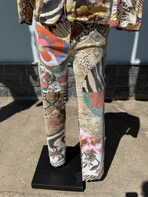 Completo giacca pantalone Roberto Cavalli SS2006 patchwork