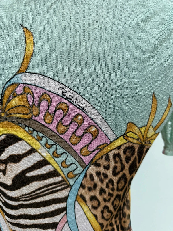 Maglia top Roberto Cavalli SS2004 patchwork in seta