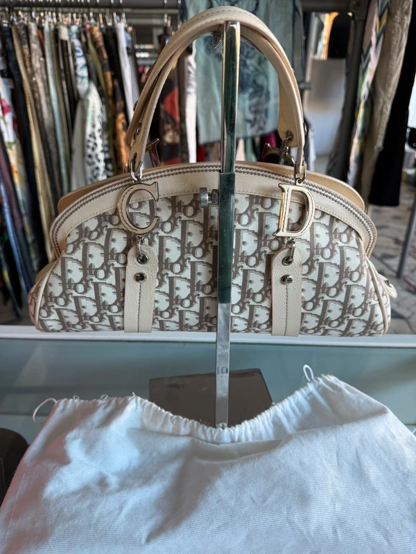 Borsa Christian Dior SS2005 in tela oblique ricamata floreale