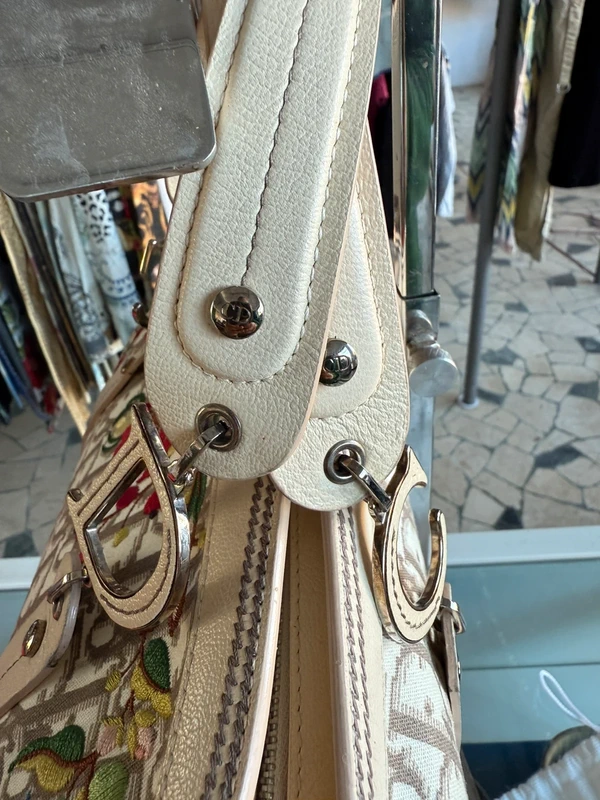 Borsa Christian Dior SS2005 in tela oblique ricamata floreale