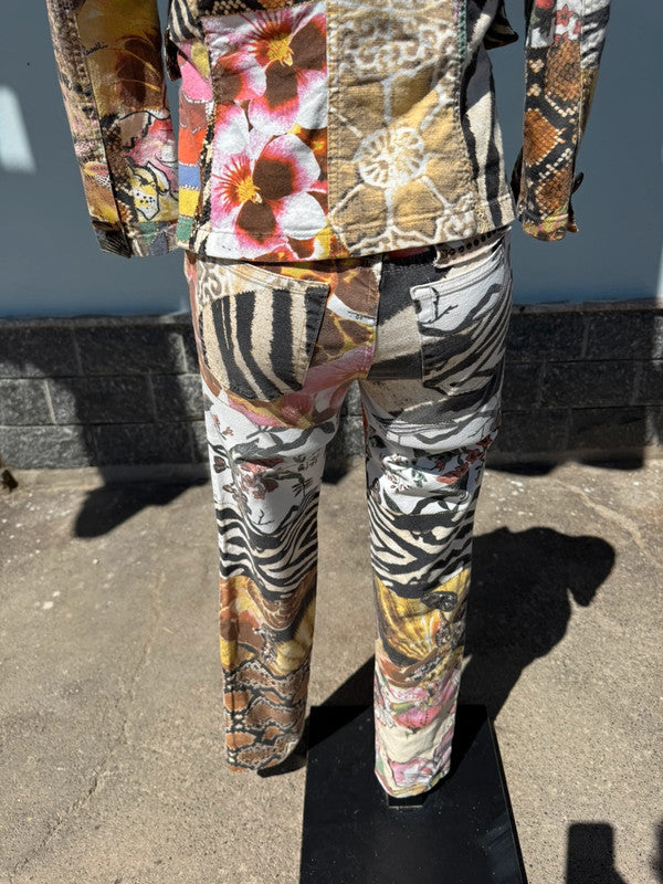 Completo giacca pantalone Roberto Cavalli SS2006 patchwork