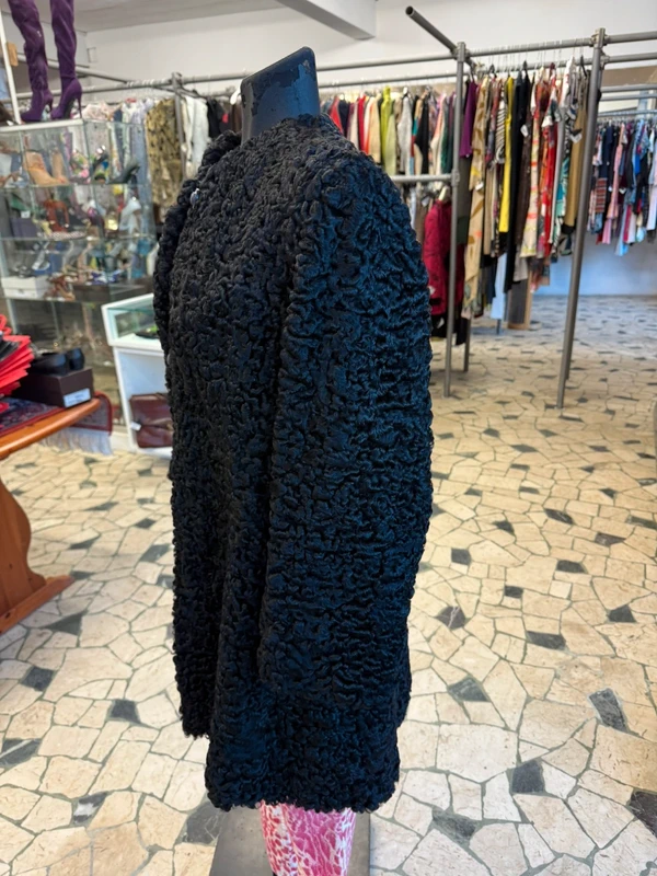 Cappotto lana astrakan nero