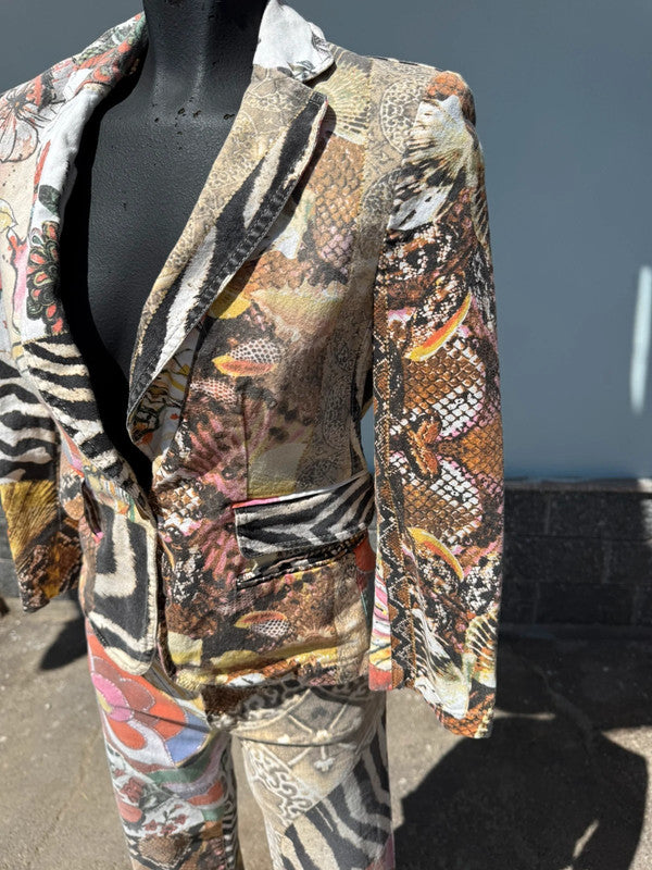 Completo giacca pantalone Roberto Cavalli SS2006 patchwork