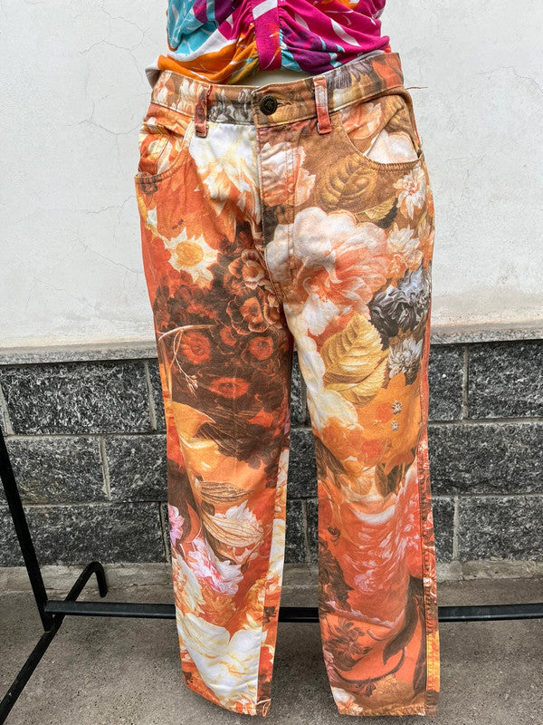 Jeans Moschino stampa fiori d'autunno TG 32