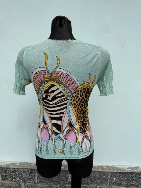 Maglia top Roberto Cavalli SS2004 patchwork in seta