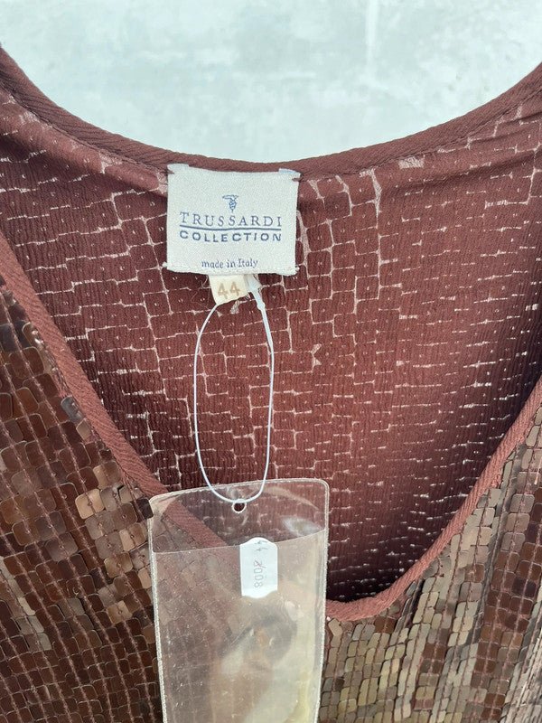 Abito Trussardi paiettato su seta  90" nuovo (difetti)