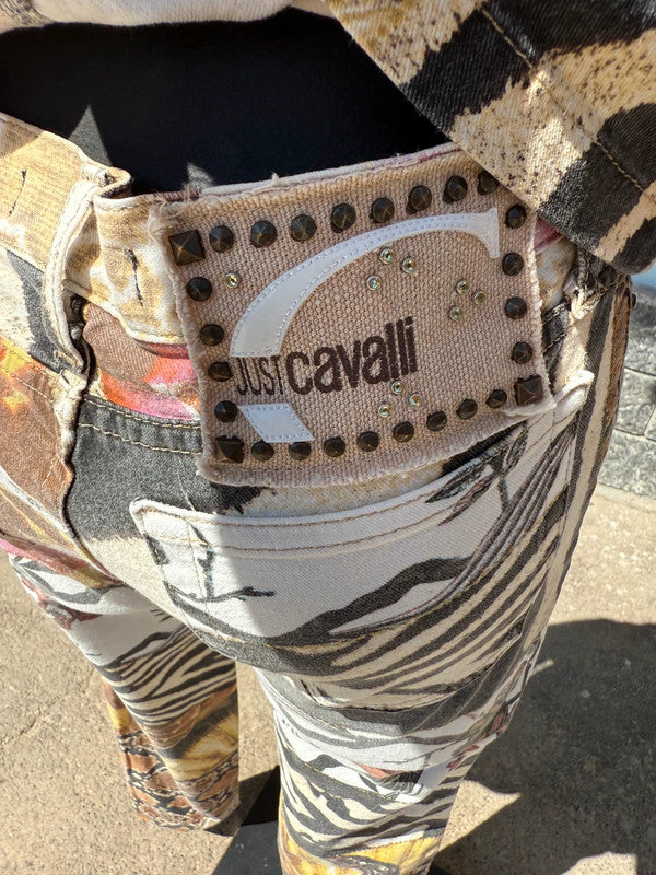 Completo giacca pantalone Roberto Cavalli SS2006 patchwork