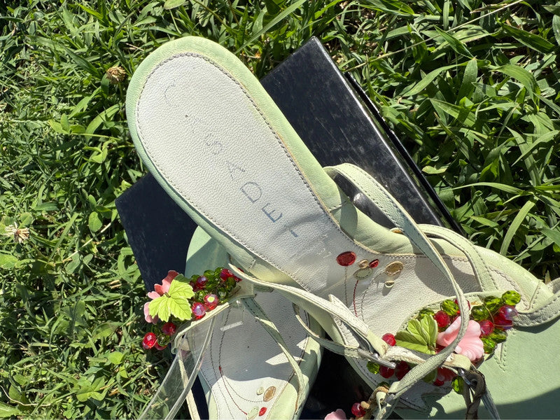 Sandali gioiello con tacco Casadei vigneto e foglie 🍃