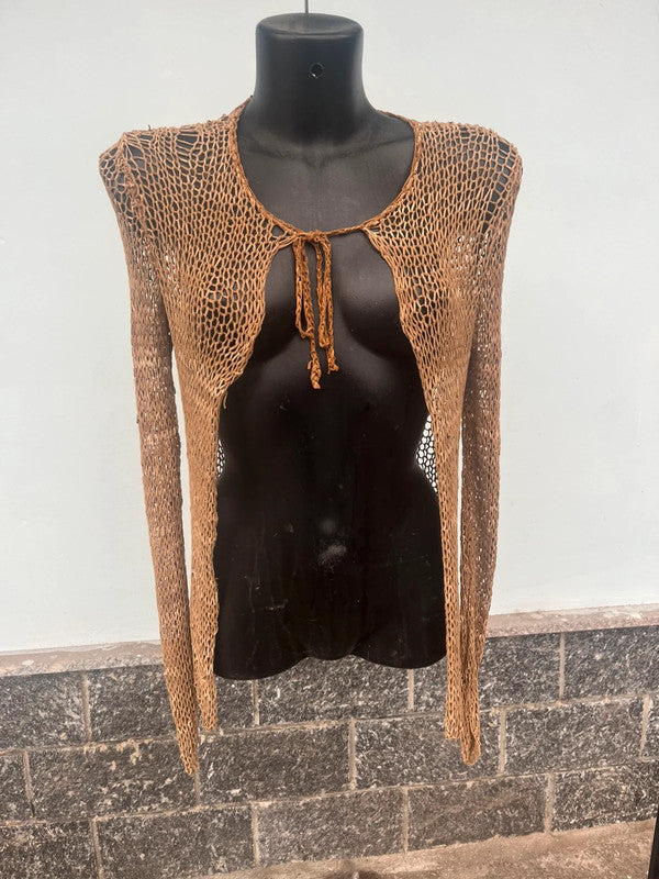 Bolero in pelle intrecciata