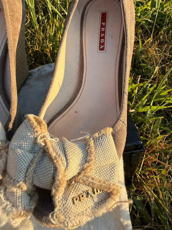 Zeppe espadrilles Prada in pelle