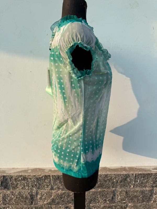 Top Roberto Cavalli 2005 circa verde acqua a pois nuovo