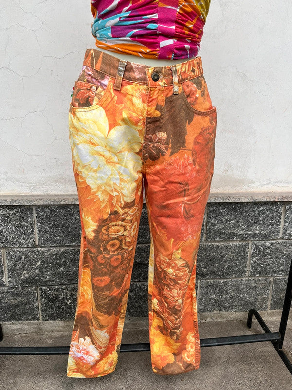 Jeans Moschino stampa fiori d'autunno TG 30