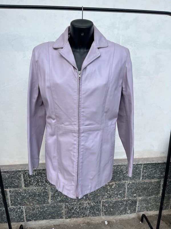 Giacca pelle lilla pastello