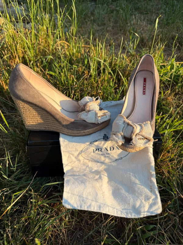 Zeppe espadrilles Prada in pelle