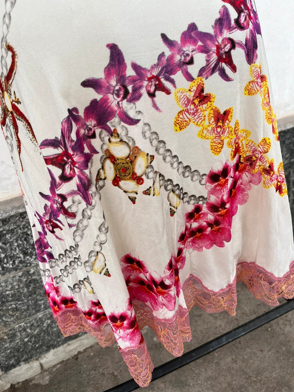 Abito Roberto Cavalli pizzo e Hawaii