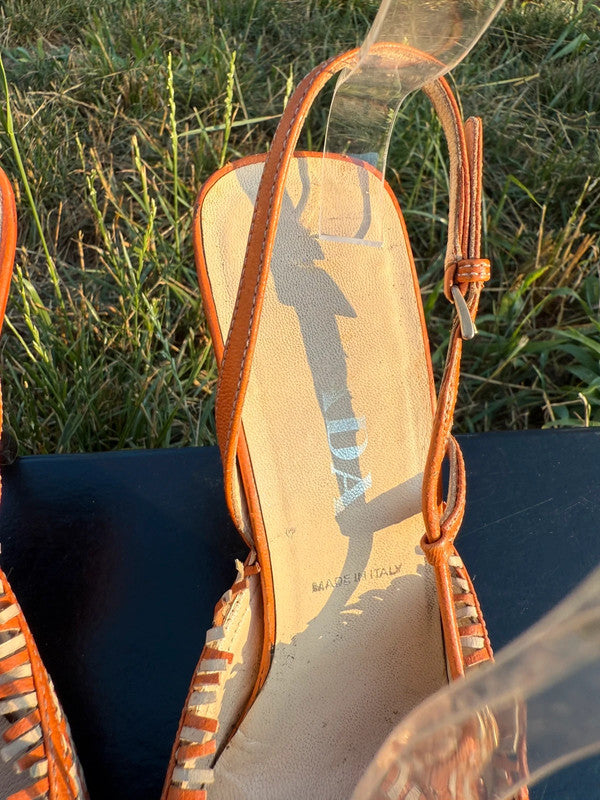 Tacchi Slingback Prada pelle intrecciata