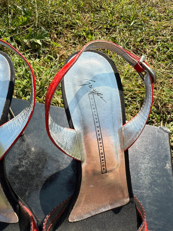 Sandali Giuseppe Zanotti anni 90” pvc e pelle verniciata rossa