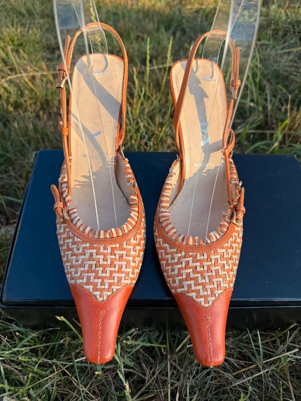 Tacchi Slingback Prada pelle intrecciata