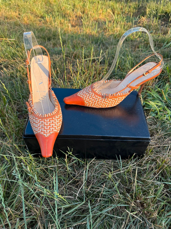 Tacchi Slingback Prada pelle intrecciata