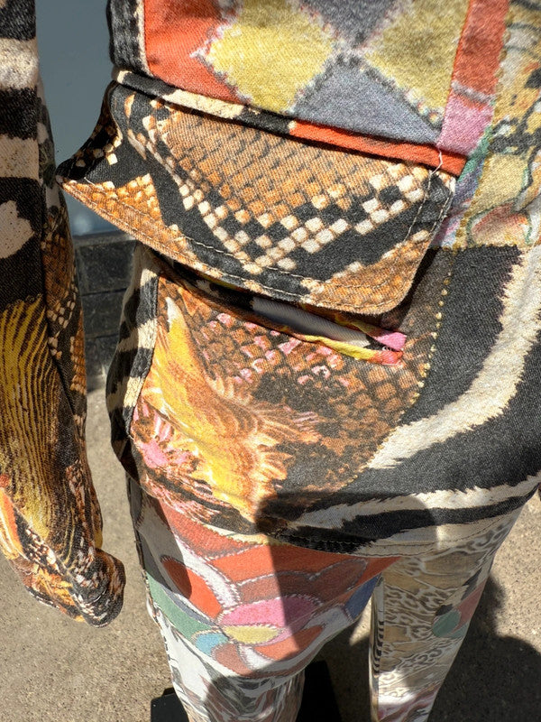 Completo giacca pantalone Roberto Cavalli SS2006 patchwork