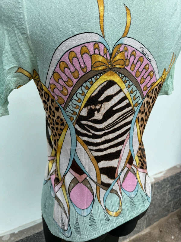 Maglia top Roberto Cavalli SS2004 patchwork in seta
