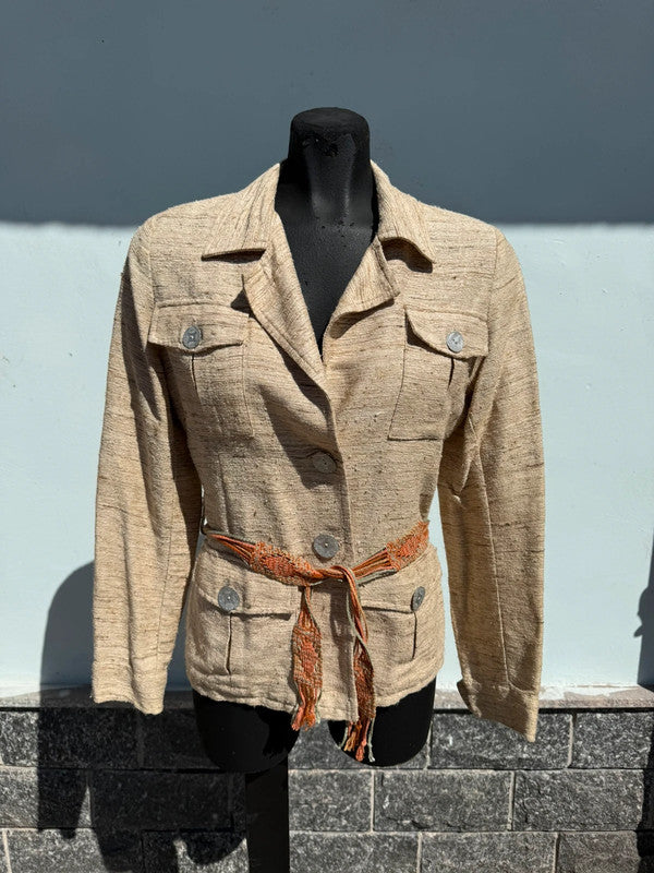 Giacca blazer John Galliano tipo Safari tessuto grezzo