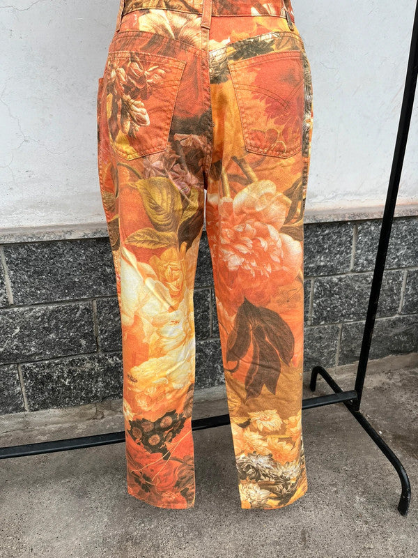Jeans Moschino stampa fiori d'autunno TG 30