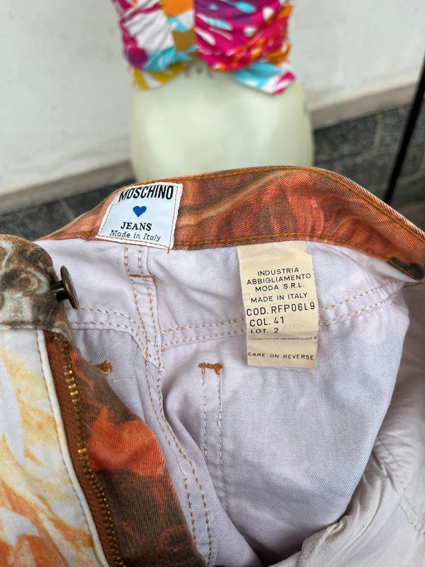 Jeans Moschino stampa fiori d'autunno TG 32