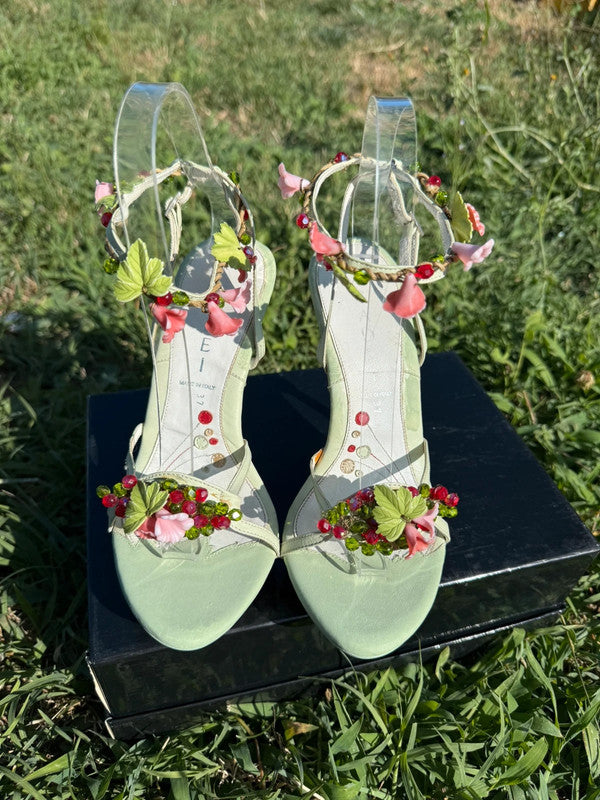 Sandali gioiello con tacco Casadei vigneto e foglie 🍃