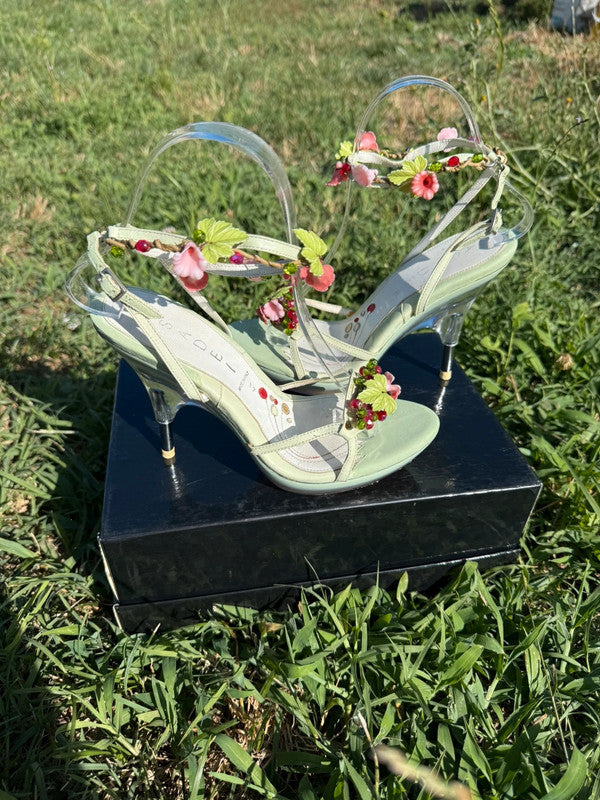 Sandali gioiello con tacco Casadei vigneto e foglie 🍃